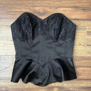 Guess Black Satin Bustier Corset Top Women Small Coquette Going Out Top Y2K